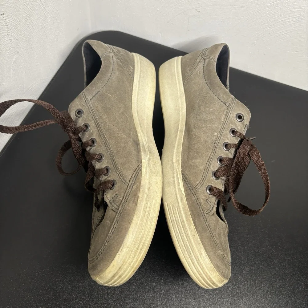 Ecco Soft 7 Men's Green/Brown Nubuck Leather Shoes Casual Sneakers‎ Size 10